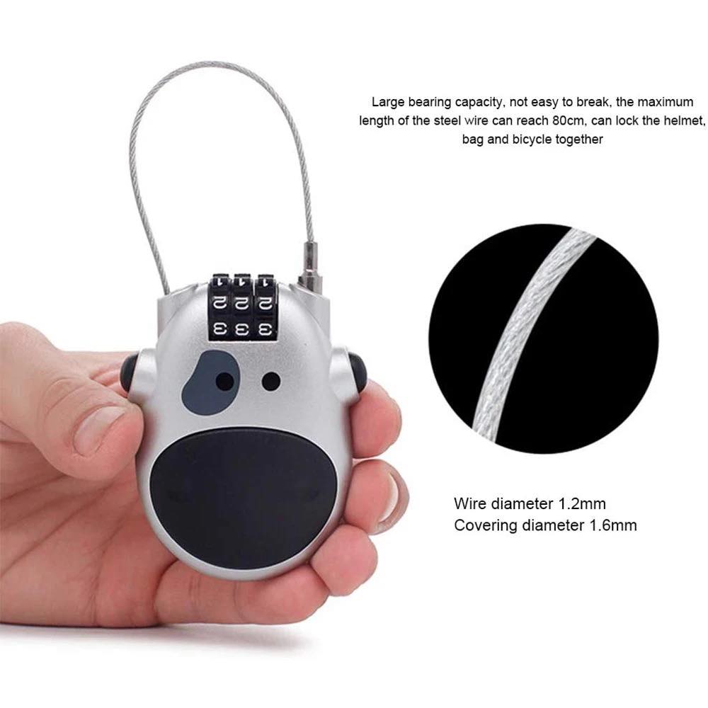 Telescopic Steel Cable Code Lock Adjustable Funny cow