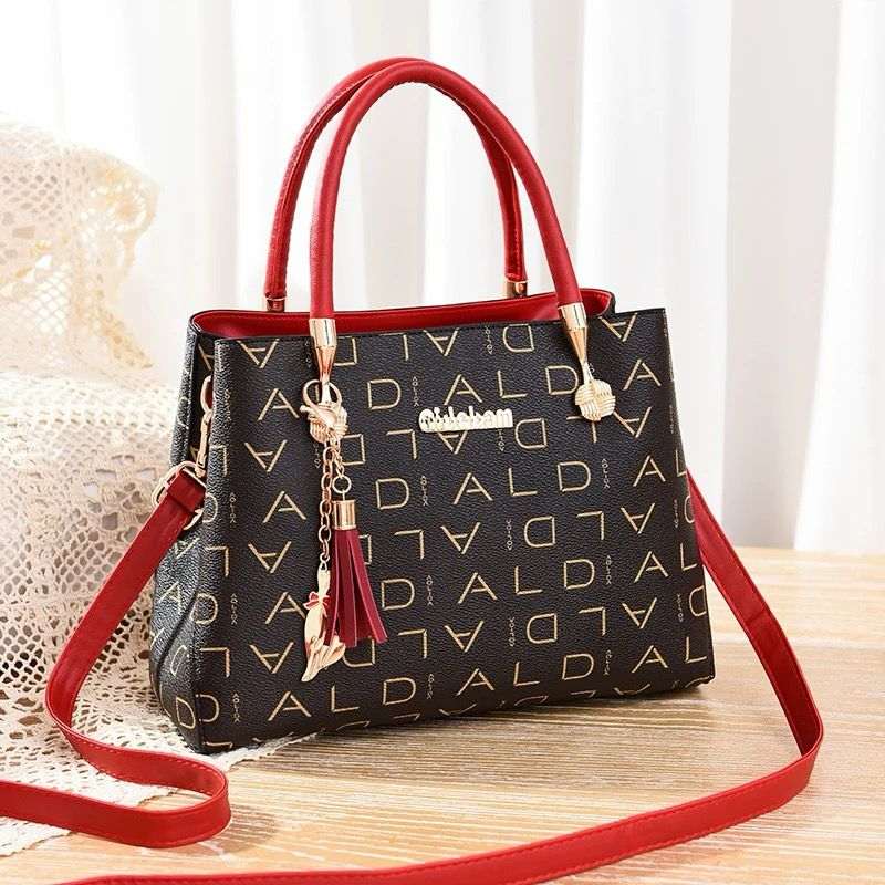 Classic Letter Pattern Tote Satchel Bag, Vintage Pattern Shoulder Bag, Womens Elegant Bag For Work