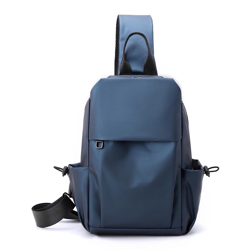 Mens Simple Casual Nylon Chest Pack Solid Color Crossbody Bag Travel Storage Shoulder Bag