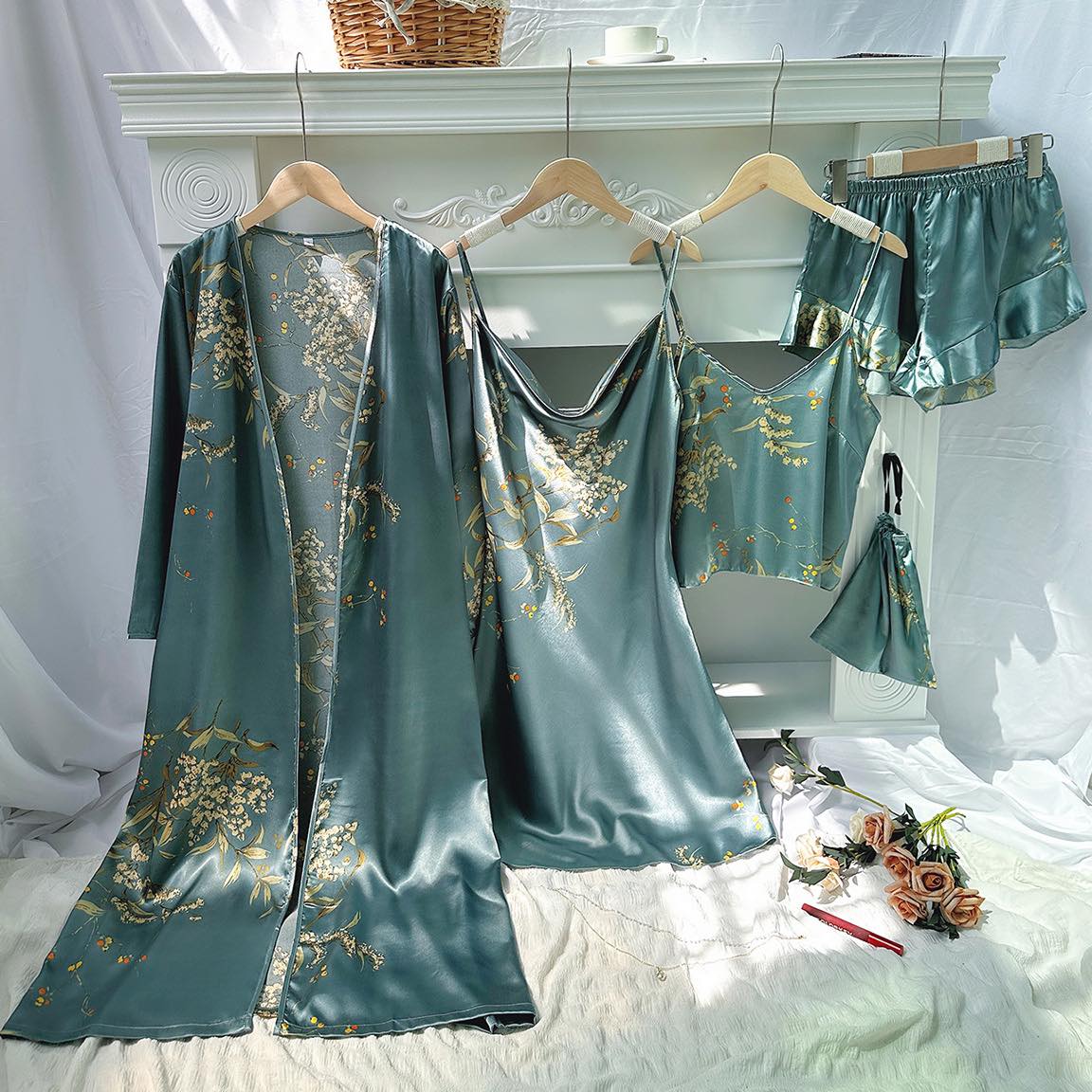 Floral Printed Five-piece Set Woman Home Cloth Pajama