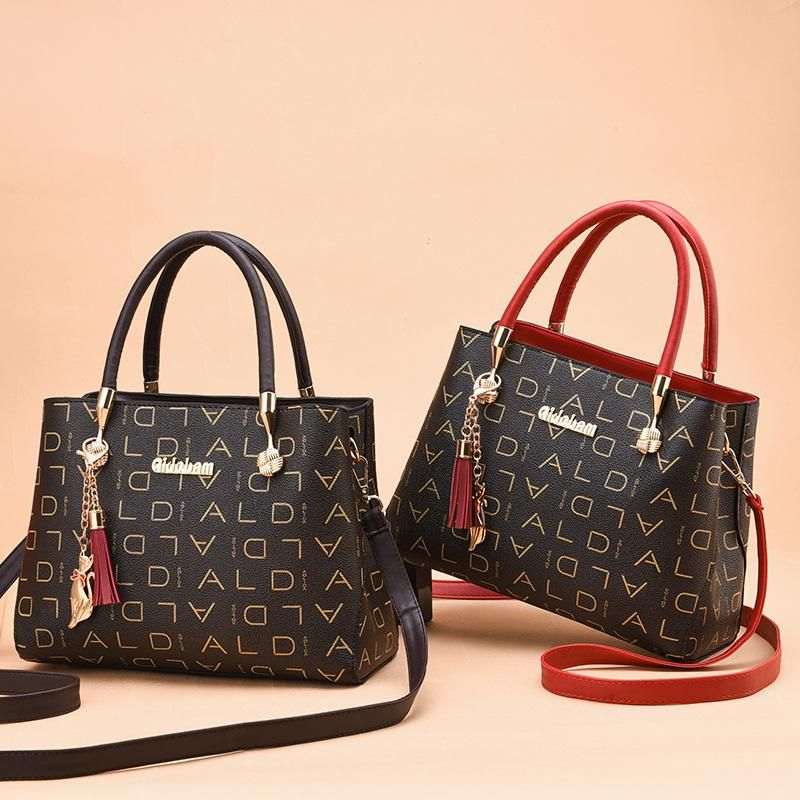 Classic Letter Pattern Tote Satchel Bag, Vintage Pattern Shoulder Bag, Womens Elegant Bag For Work