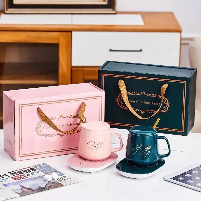 Ceramic Coffee Cup with Automatic Heating Pad 55C Temperature Low Power Saving Fast Heat cup set (200 ml)