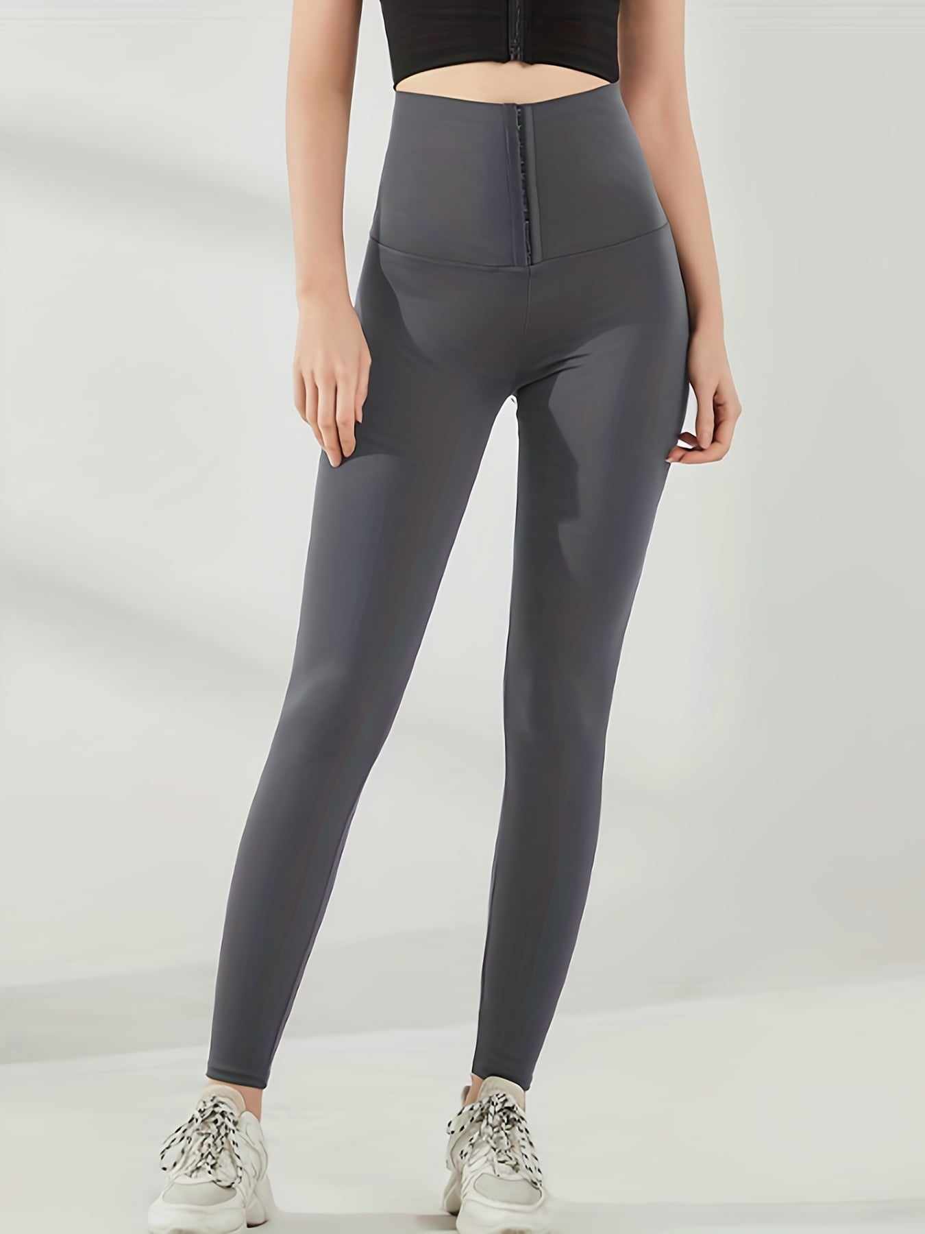 High Waist Body Shaper Stretch Pants Grey 1pcs