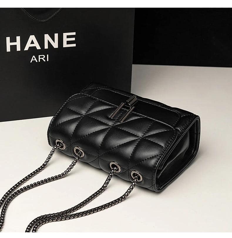 Sling Bag with Long Chain Strap for Women Shoulder Diamond Pattern Handbags Young Ladies