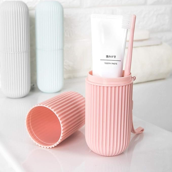 Portable Travel Box Toothbrush Holder for Bathroom - Plastic Storage Tooth Brushes  and Toothpaste Organizer