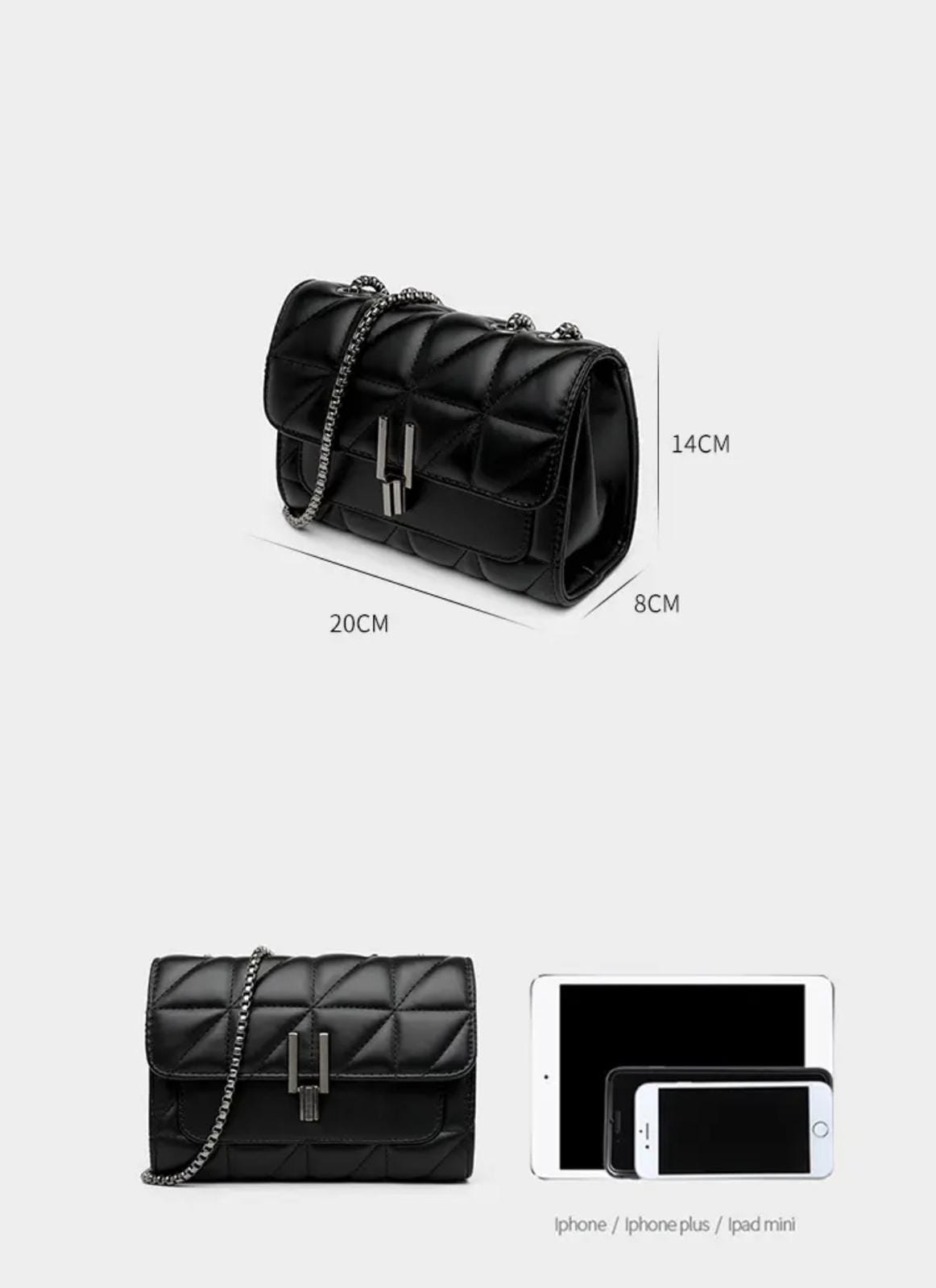 Sling Bag with Long Chain Strap for Women Shoulder Diamond Pattern Handbags Young Ladies