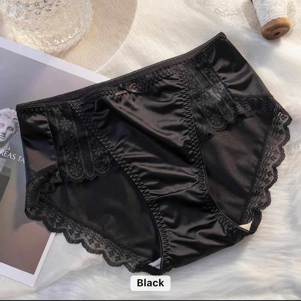 Lightweight Ice Silk Underwear Satin Soft Sexy Panties Mid Waist Smooth Bow Lingerie Women