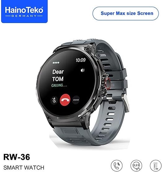 Haino Teko Germany RW36 Super Max Size Round Shape Full Screen AMOLED Display Smart Watch With 3 Pair Straps For Mens and Boys