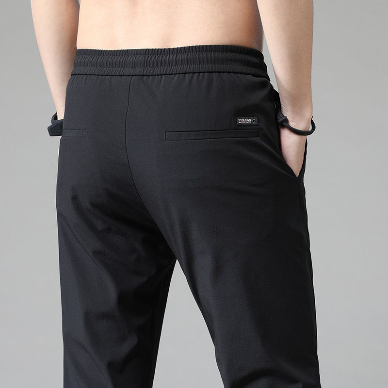Mens Stretchable Easy Dry pants Breathable Straight-Leg Casual Pants Thin Quick-Drying Pant Black 1pc