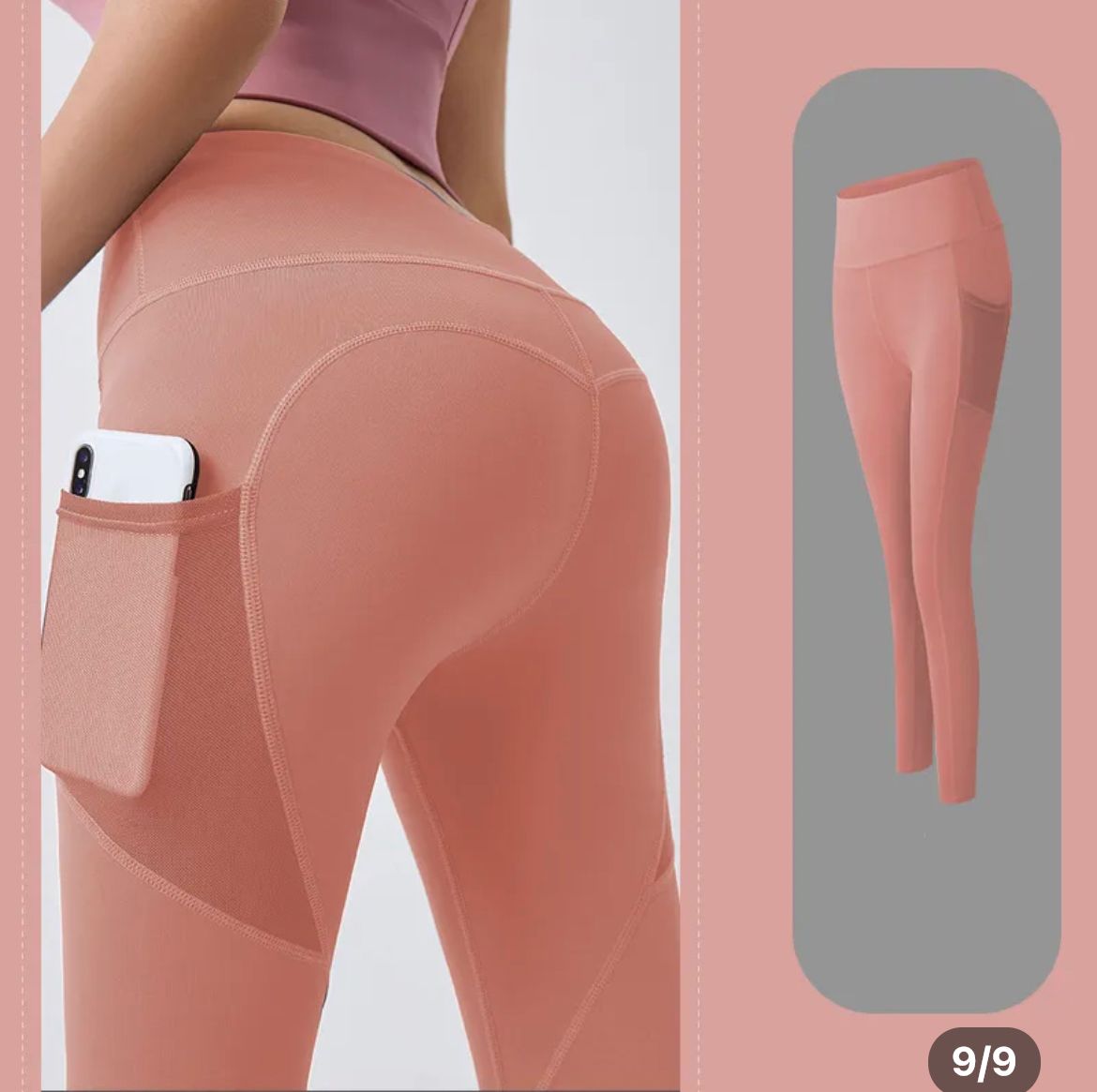 High Quality Pocket Yoga Fitness Women Tight Leggings High-elasticity Orange