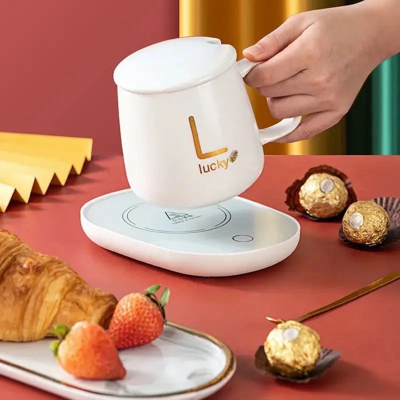 Ceramic Coffee Cup with Automatic Heating Pad 55C Temperature Low Power Saving Fast Heat cup set (200 ml)