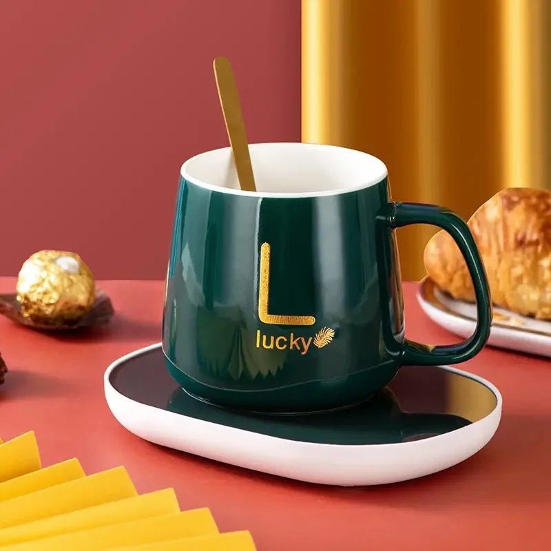 Ceramic Coffee Cup with Automatic Heating Pad 55C Temperature Low Power Saving Fast Heat cup set (200 ml)