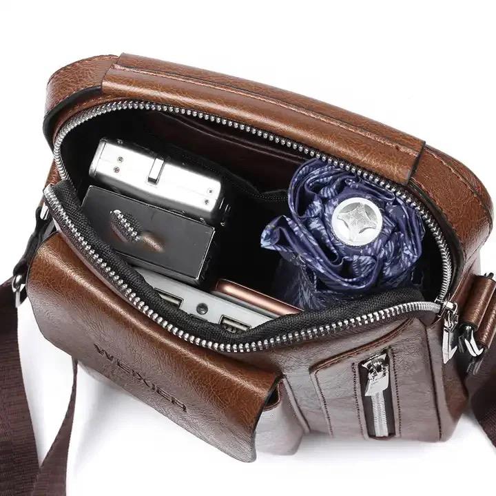 WEIXIER Brand Business Men Bag Big Capacity PU Leather Retro Rectangle Messenger Bag Men Casual Shoulder Crossbody Bag