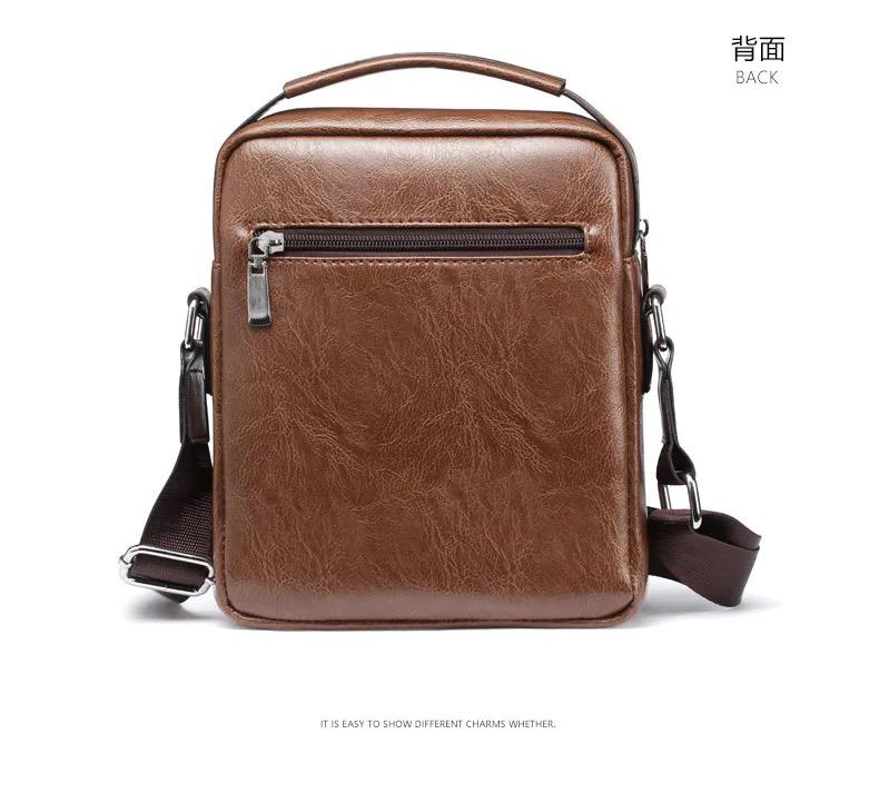 WEIXIER Brand Business Men Bag Big Capacity PU Leather Retro Rectangle Messenger Bag Men Casual Shoulder Crossbody Bag